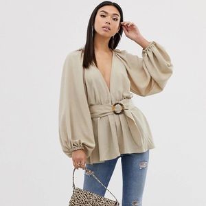 asos long sleeve kimono top with belt